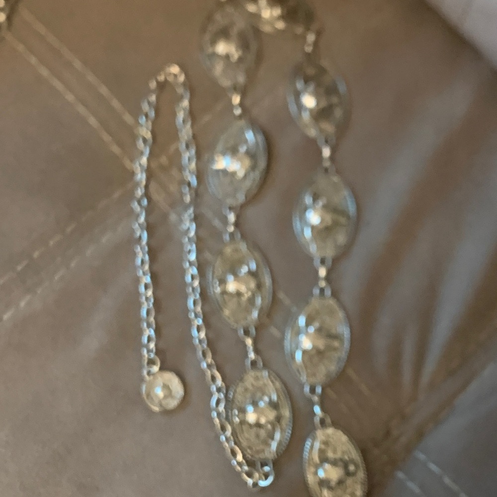 Concho Silver Oval Link  Belt - Picture 5 of 5